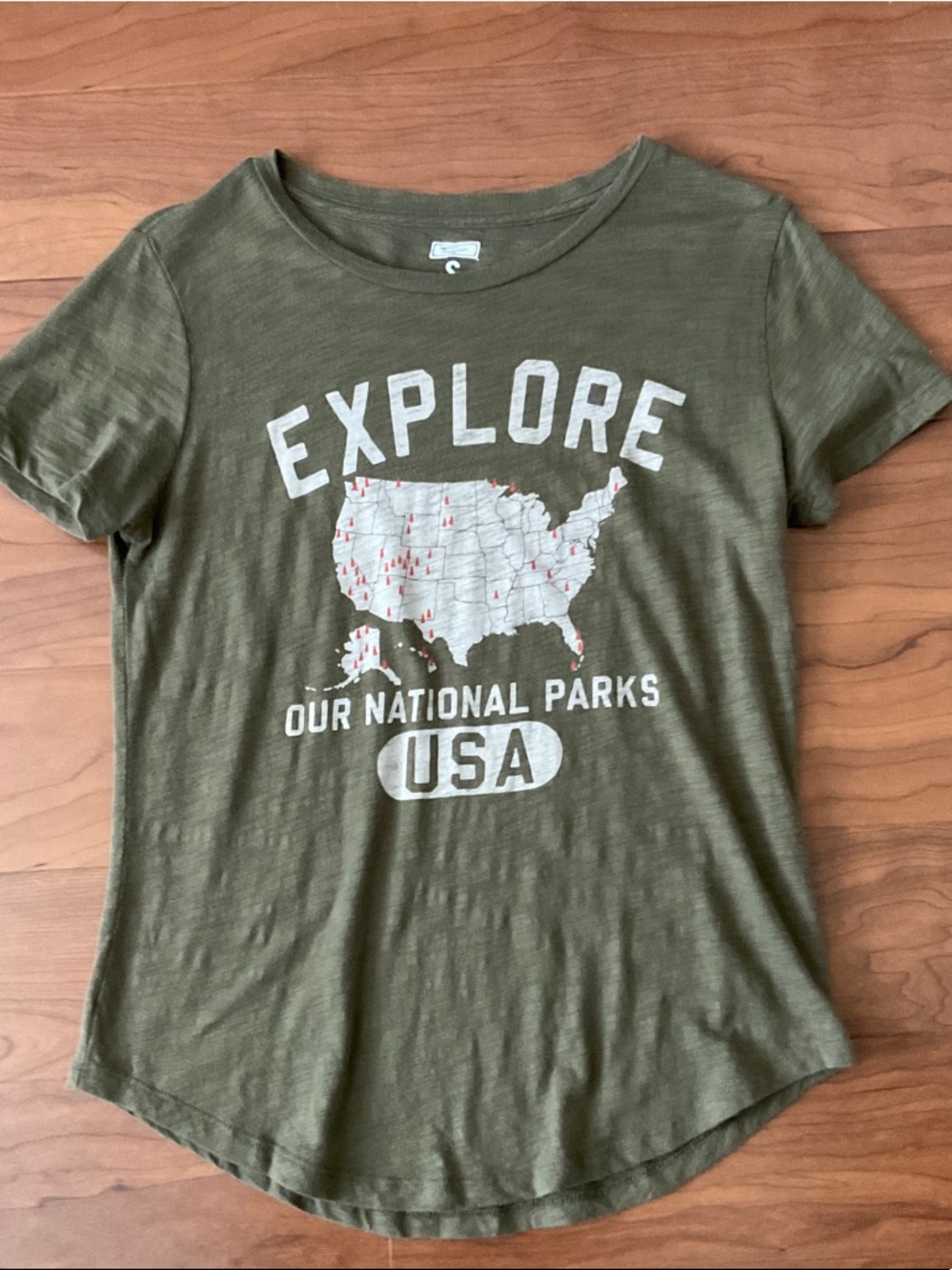 Tailgate Explore USA Olive Green Short Sleeve Graphic Tee-Small